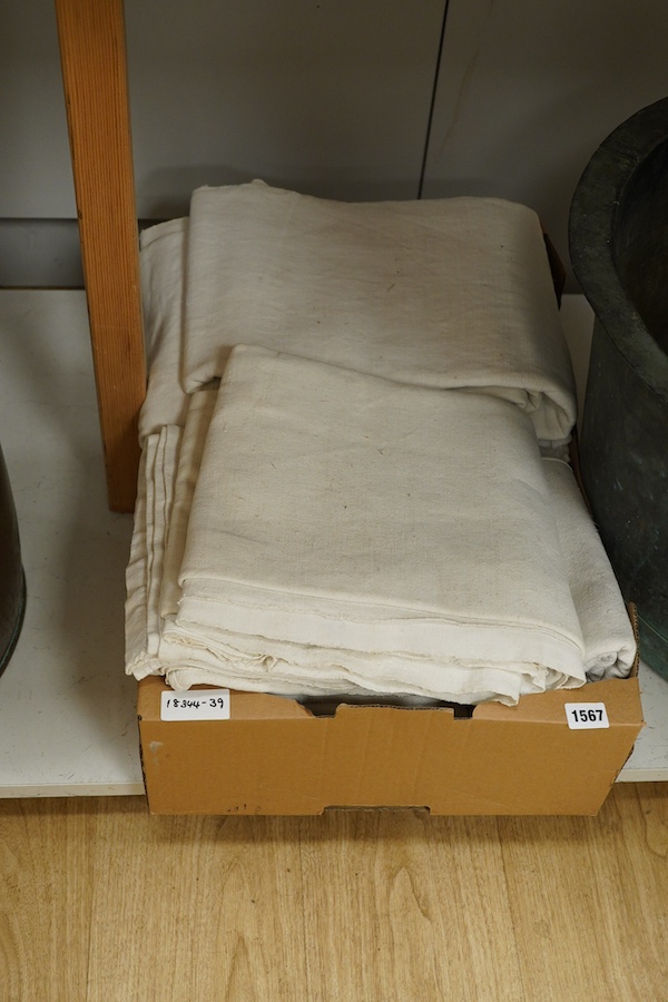 Six plain coarse linen French provincial sheets